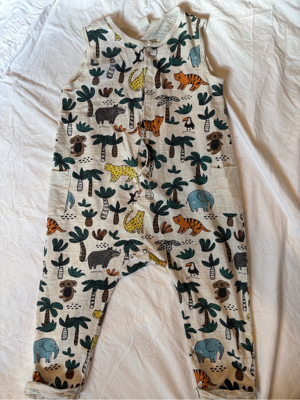 Neutral Jungle Animal Toddler Romper - Multicolor